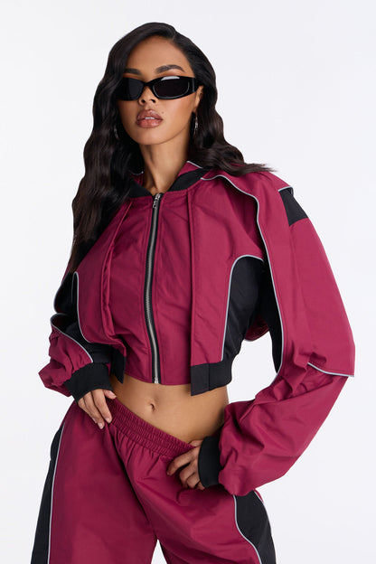Set The Trend Windbreaker Jacket - Burgundy/combo