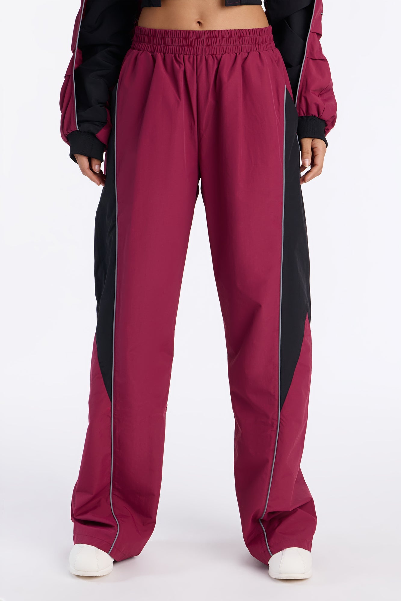 Set The Trend Windbreaker Pants 33 - Burgundy/combo