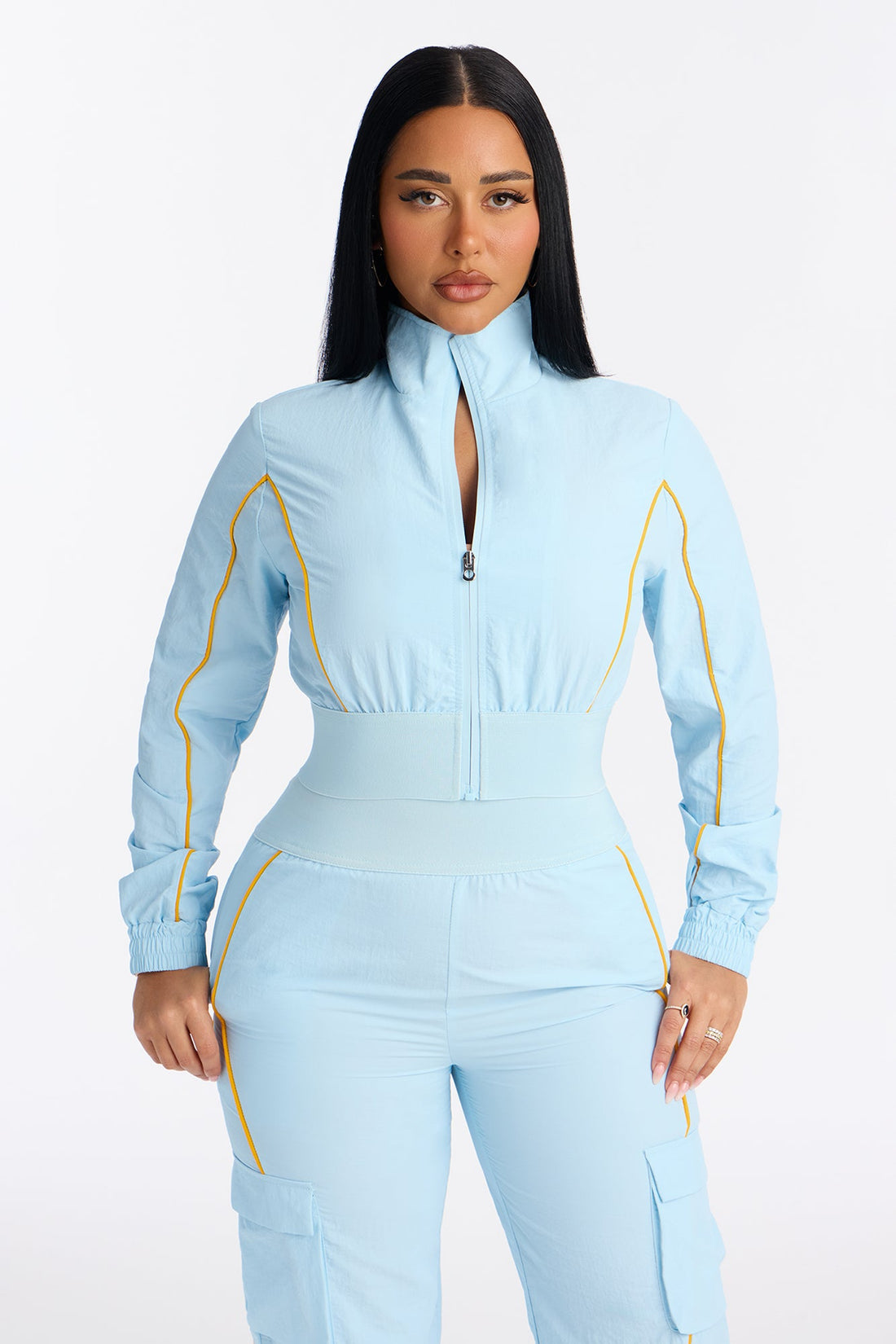 Steal The Moment Windbreaker Pant Set - Light Blue
