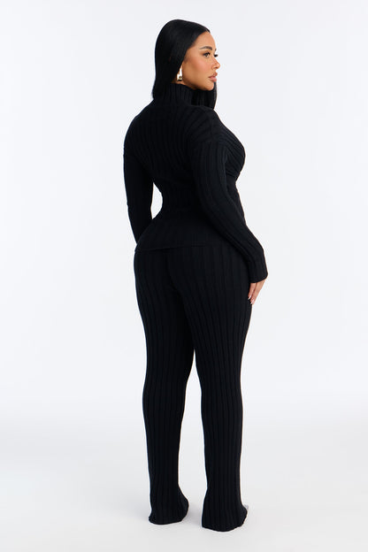 Klara Sweater Turtle Neck Pant Set - Black