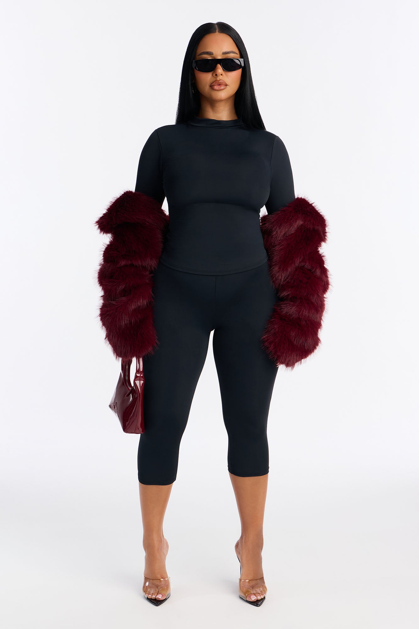 Isabelle Mock Neck Capri Set - Black