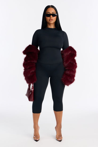Isabelle Mock Neck Capri Set - Black