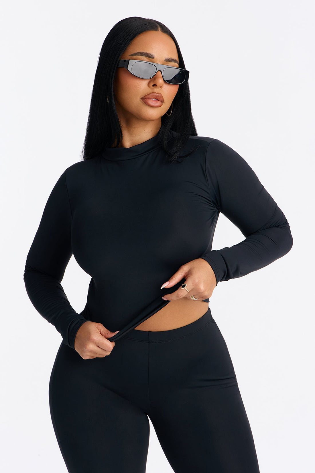 Isabelle Mock Neck Capri Set - Black
