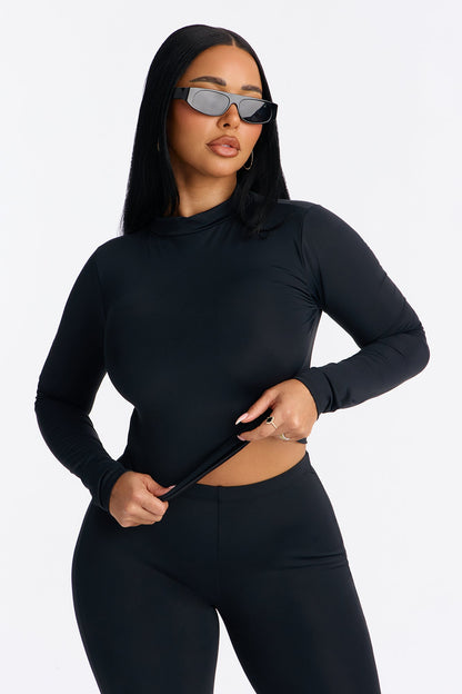 Isabelle Mock Neck Capri Set - Black