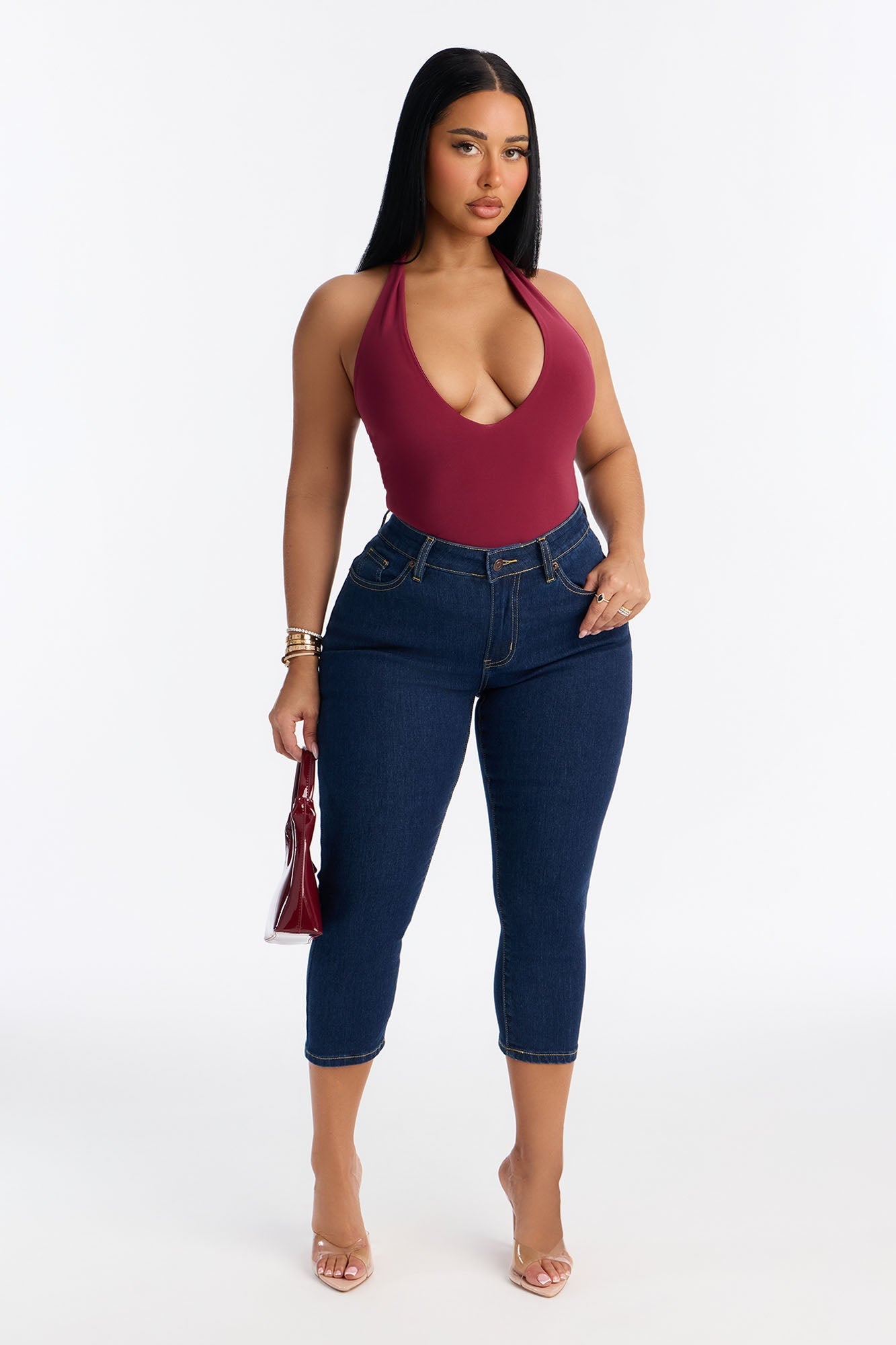 Manchester Stretch Skinny Capri Jeans - Dark Wash
