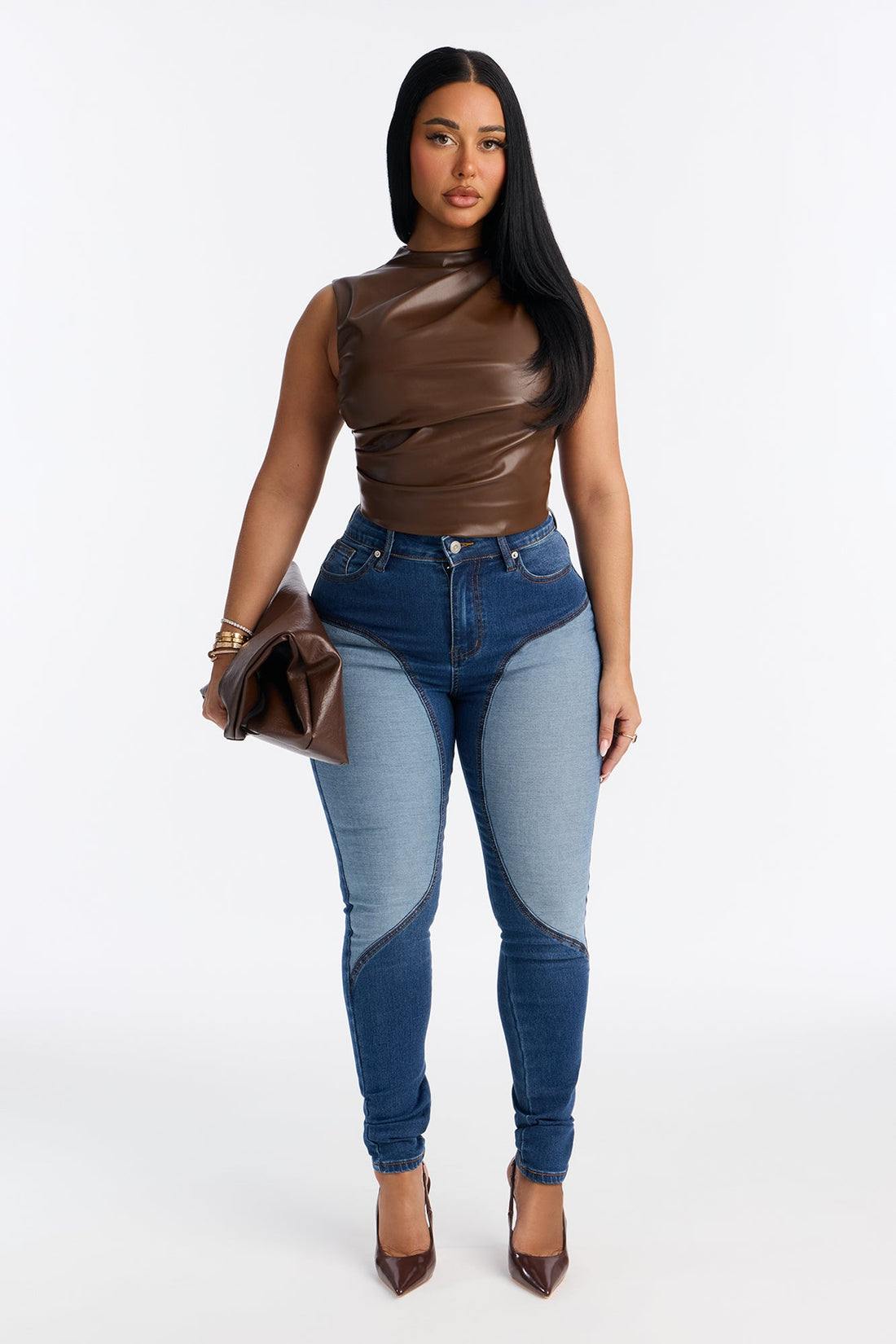 Sheridan Two Tone Skinny Jeans - Medium Wash