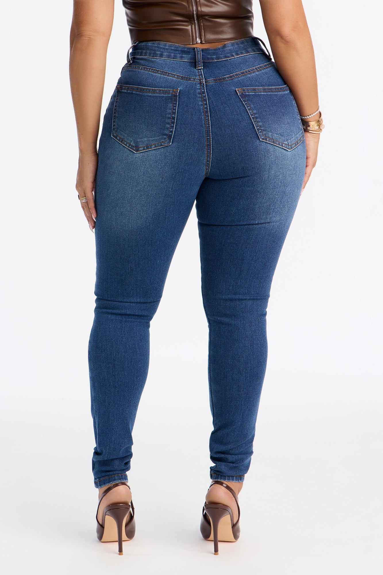 Sheridan Two Tone Skinny Jeans - Medium Wash
