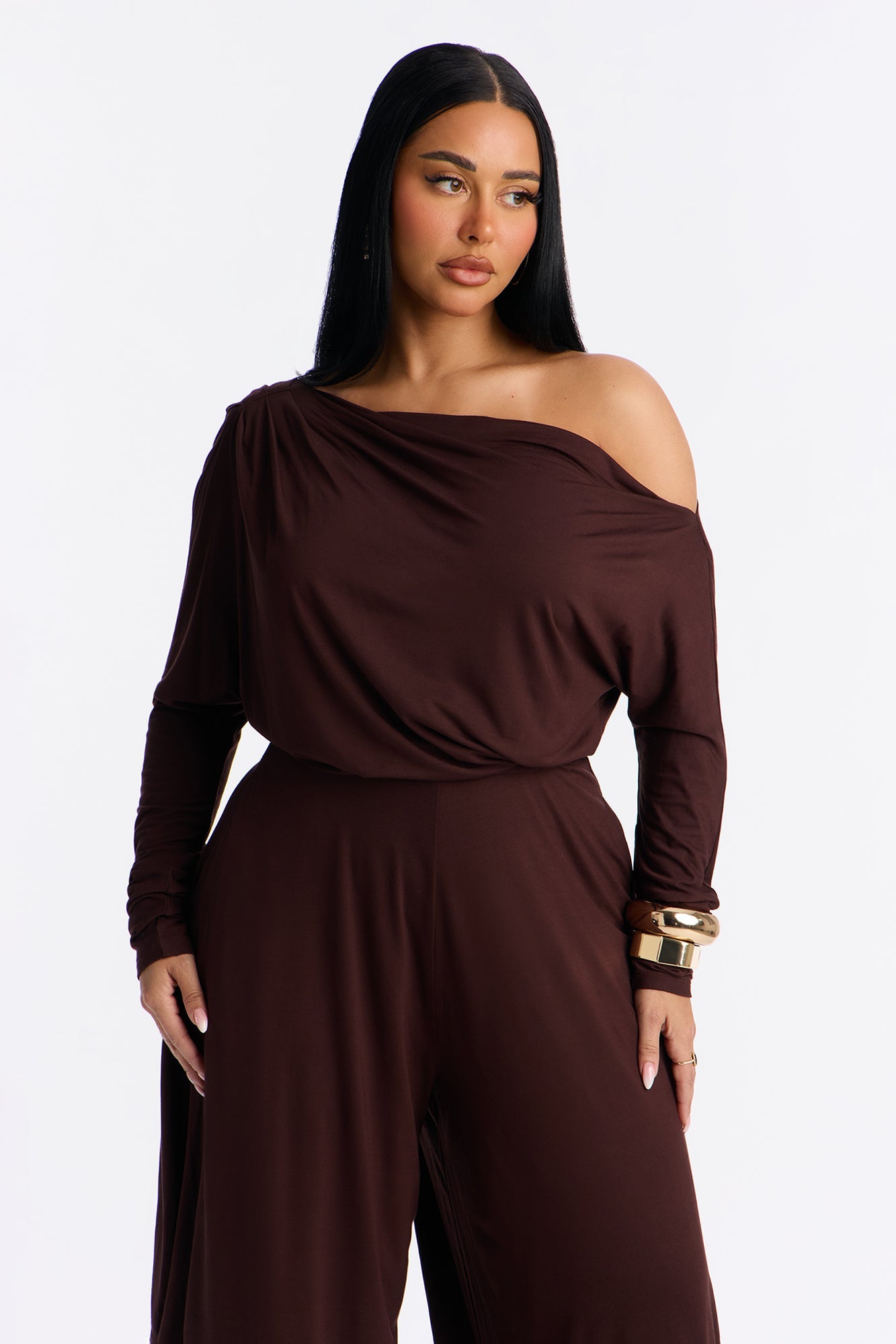Bria Barrel Wide Leg Jumpsuit - Chocolate