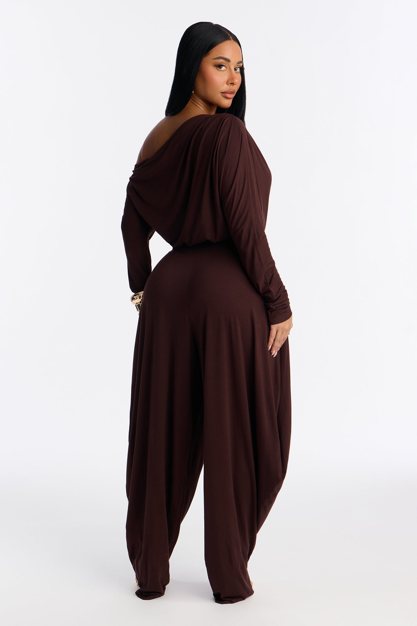 Bria Barrel Wide Leg Jumpsuit - Chocolate