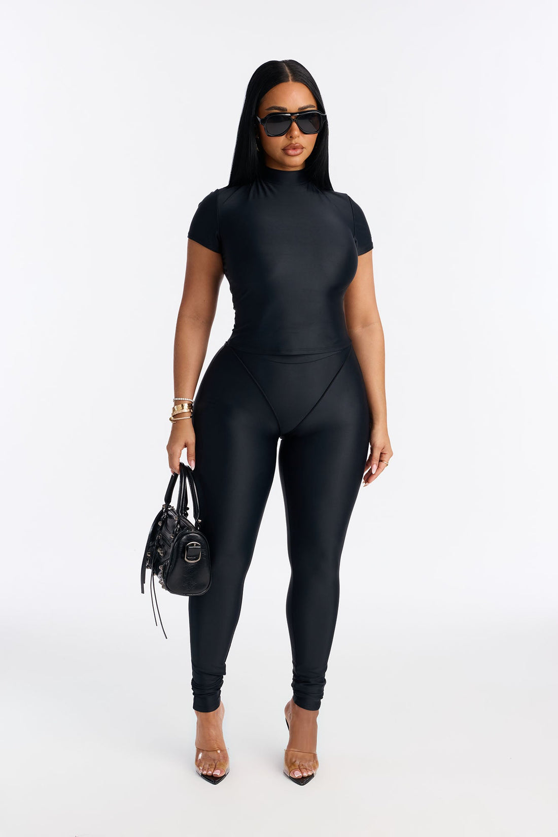 Isabelle High Neck Legging Set - Black