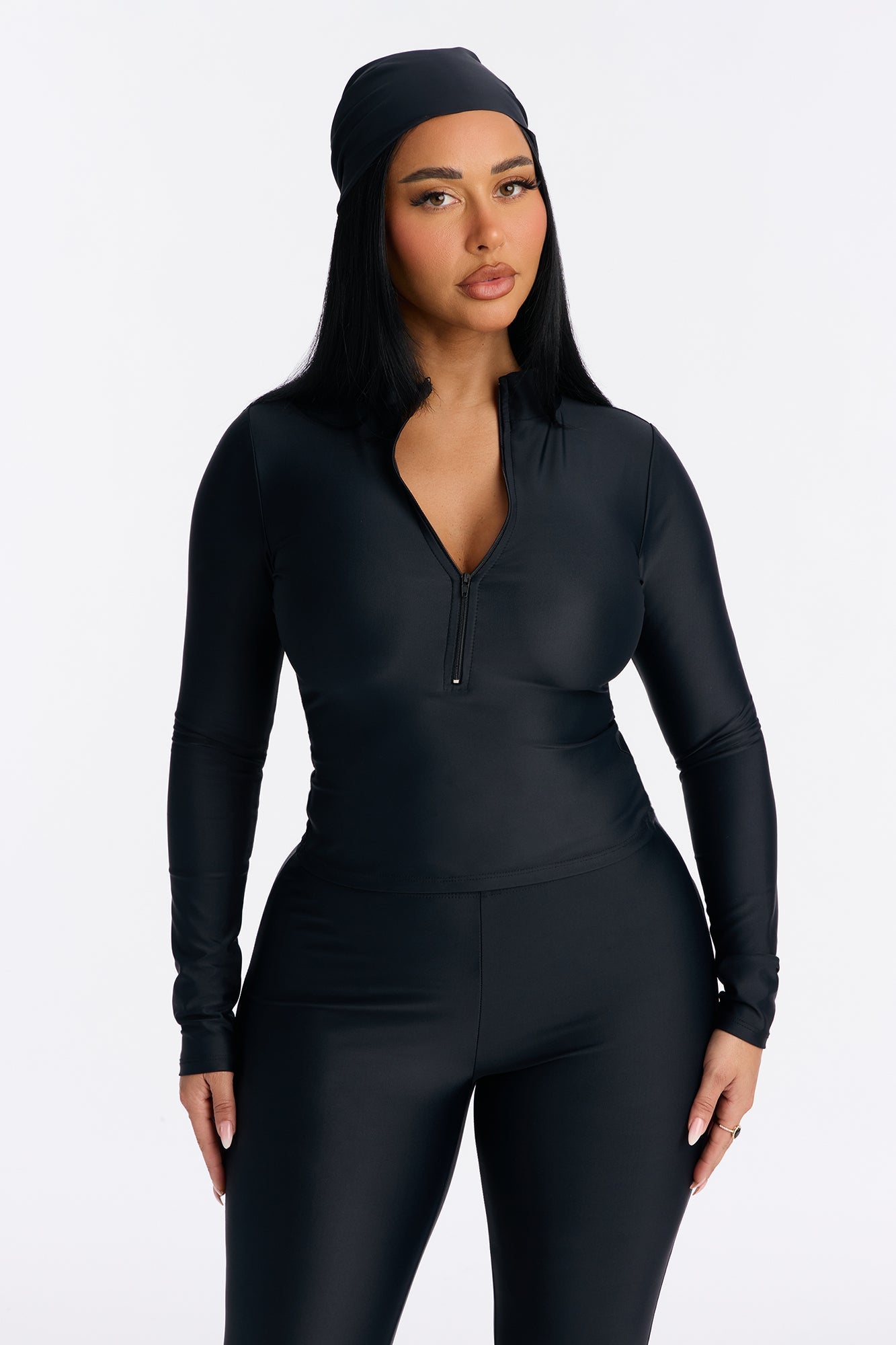 Isabelle Matte Tricot 3 Piece Capri Set - Black