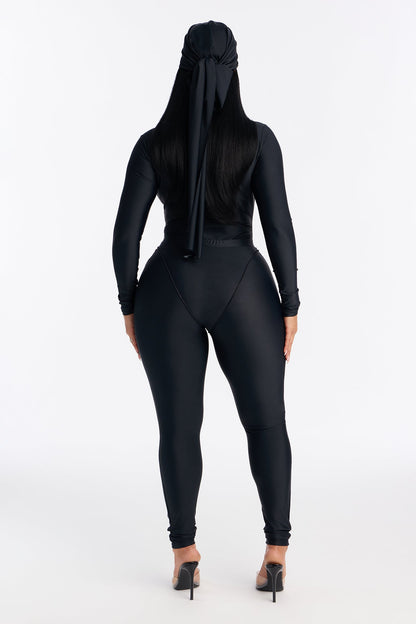 Isabelle 3 Piece Bodysuit Legging Set - Black