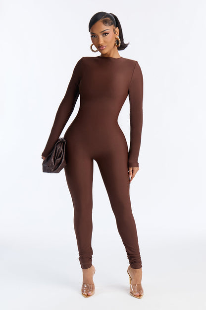 Noemi Form Double Lined Jumpsuit - Chocolate