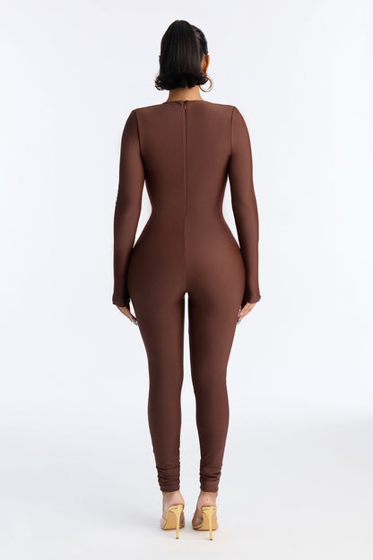 Noemi Form Double Lined Jumpsuit - Chocolate