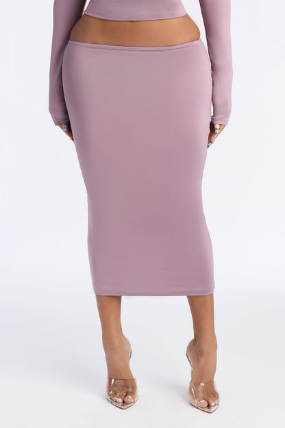 Contour Double Lined Pencil Midi Skirt - Lavender