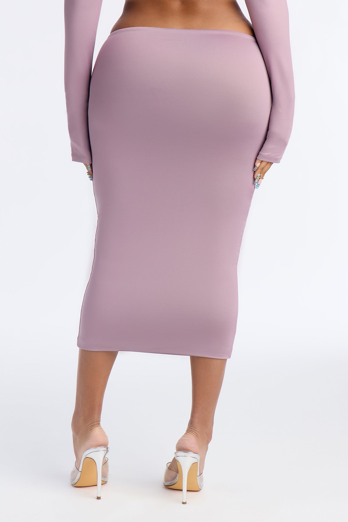 Contour Double Lined Pencil Midi Skirt - Lavender