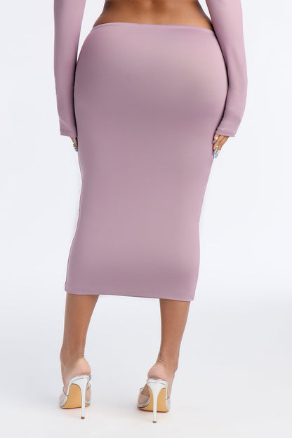 Contour Double Lined Pencil Midi Skirt - Lavender