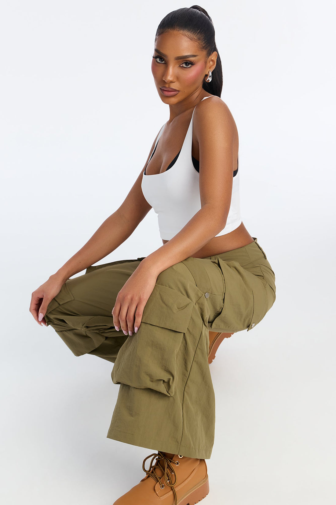 Tula Cargo High Rise Wide Leg Pant 32″ - Olive