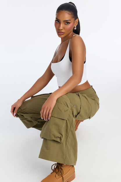 Tula Cargo High Rise Wide Leg Pant 32″ - Olive