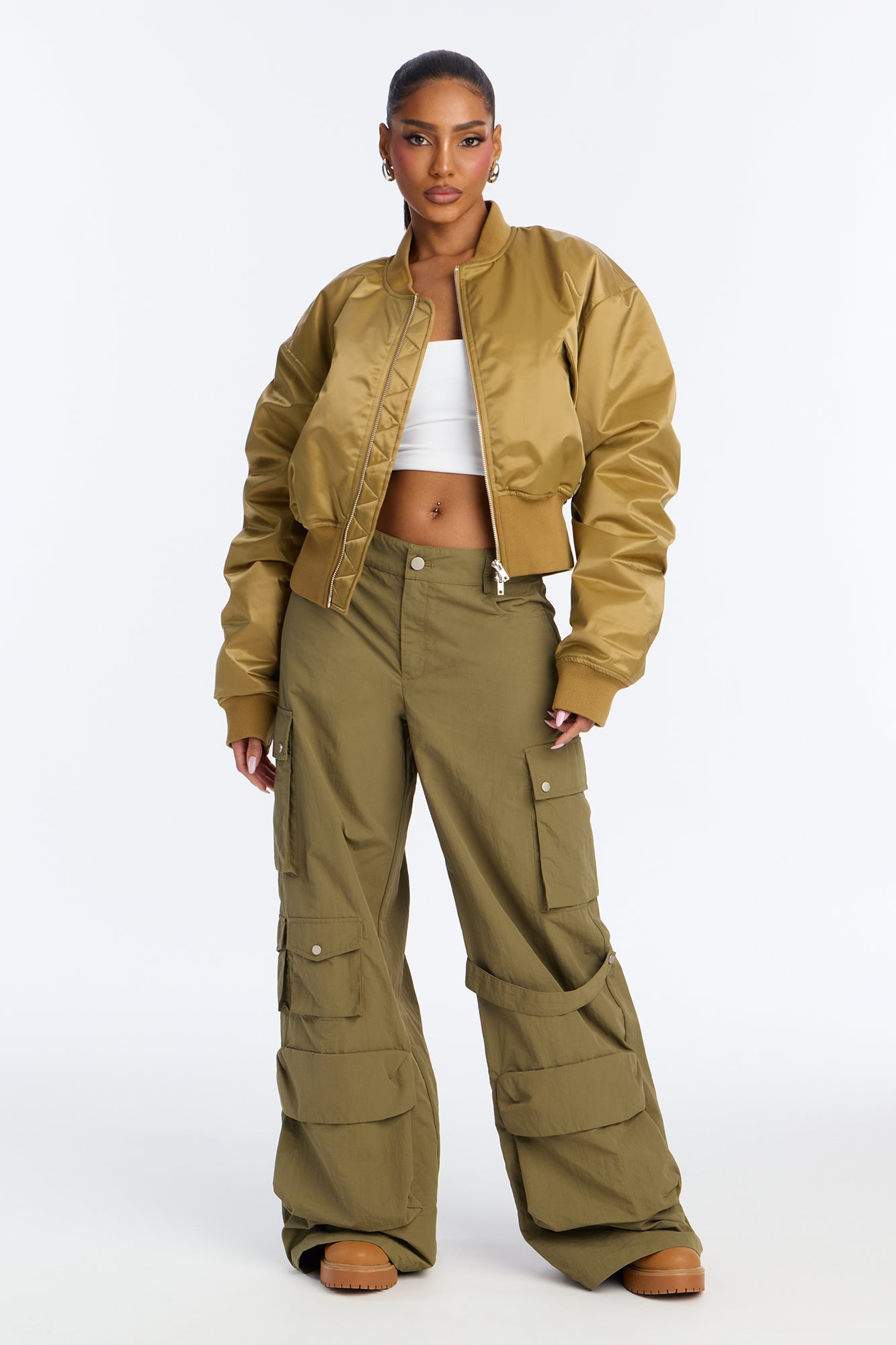 Tula Cargo High Rise Wide Leg Pant 32″ - Olive