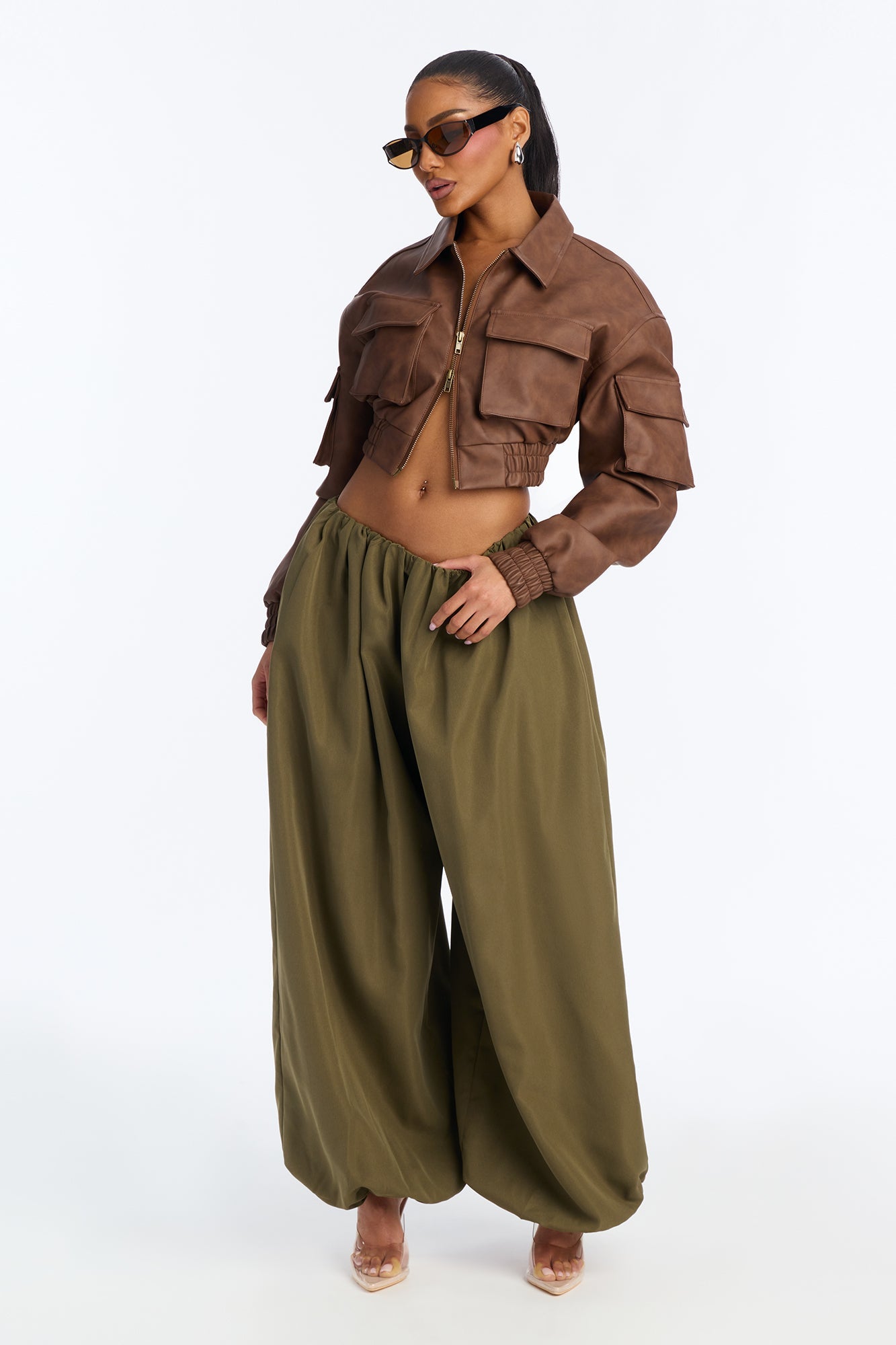 Ember Poplin Balloon Jogger Pant 31″ - Olive