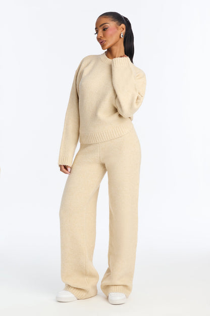 Maddie Mock Neck Sweater Pant Set - Cream