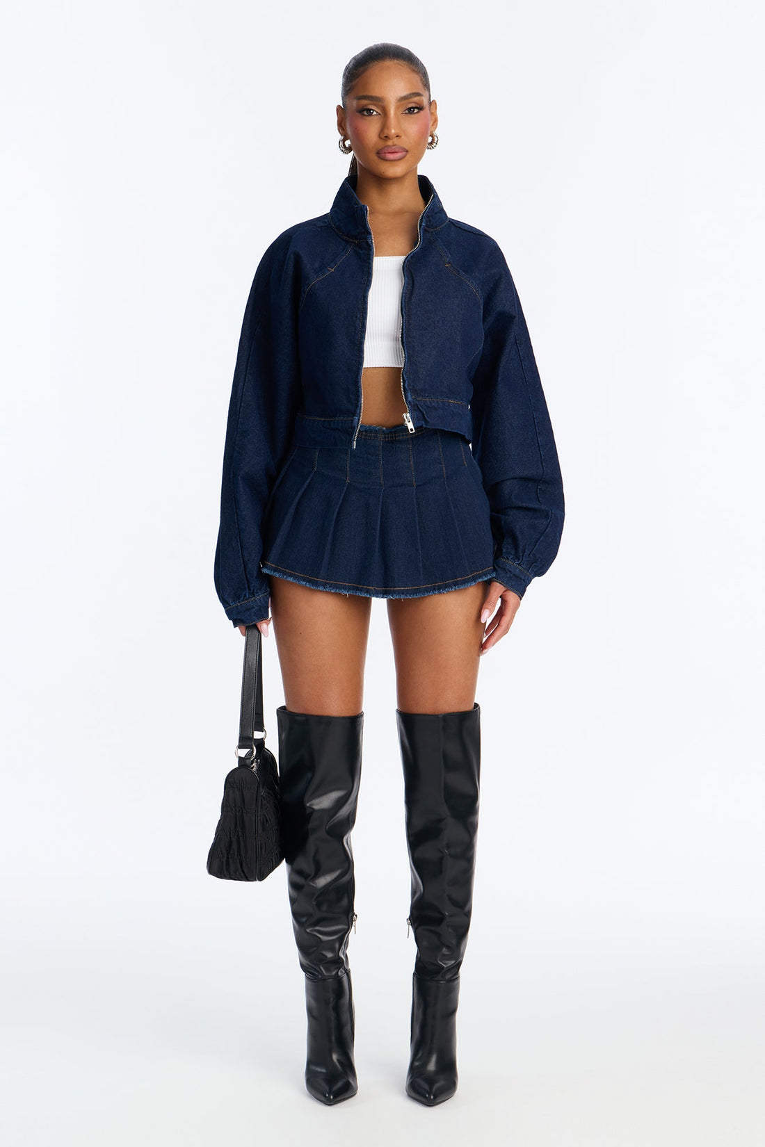 Sutton Denim Moto Jacket - Dark Wash