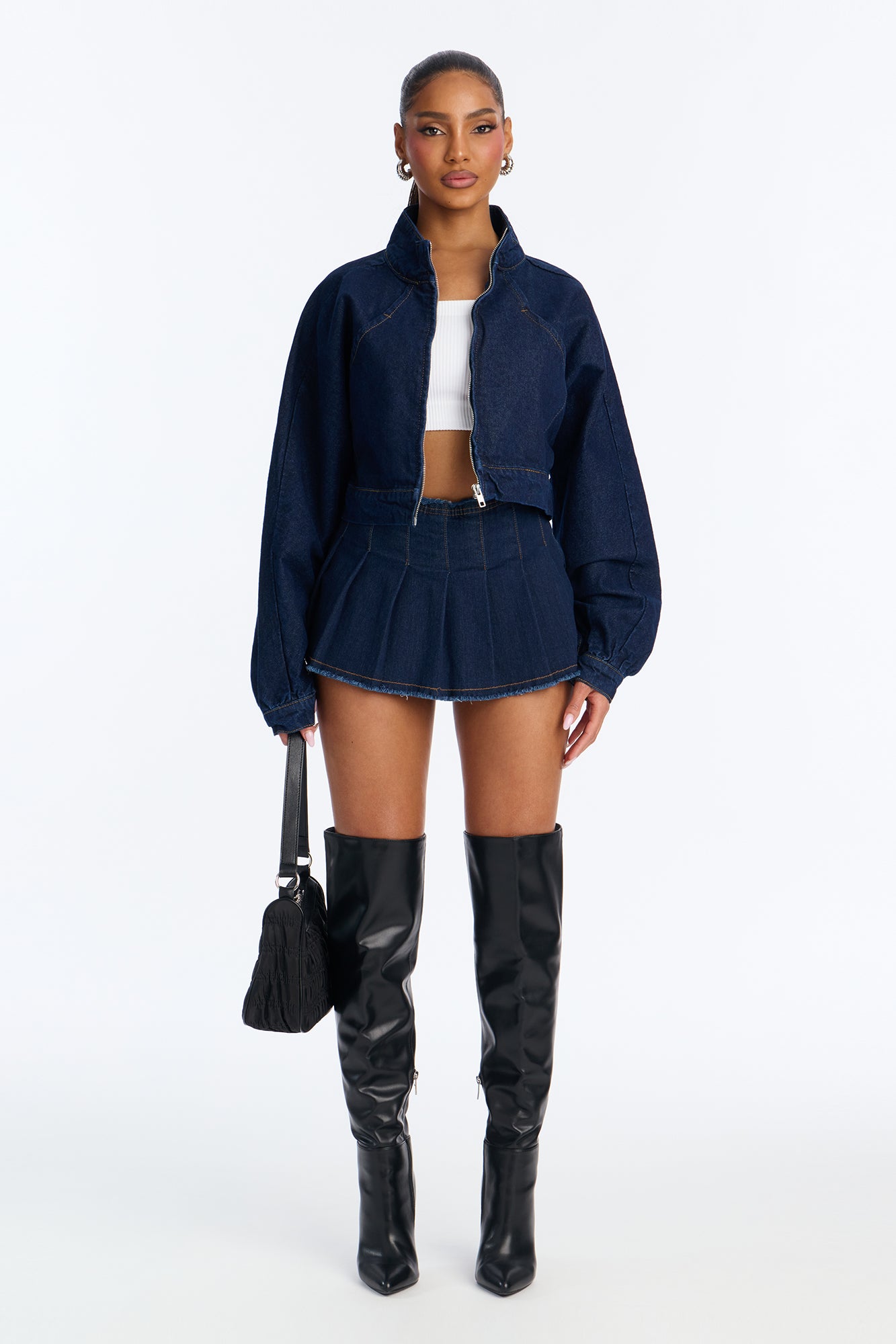 Sutton Denim Moto Jacket - Dark Wash