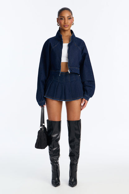 Sutton Denim Moto Jacket - Dark Wash