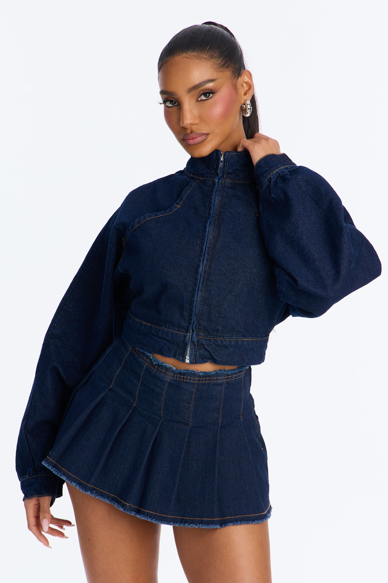 Sutton Denim Moto Jacket - Dark Wash