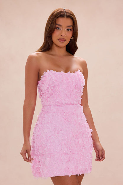 Daisy Strapless Tulle Mini Dress - Light Pink