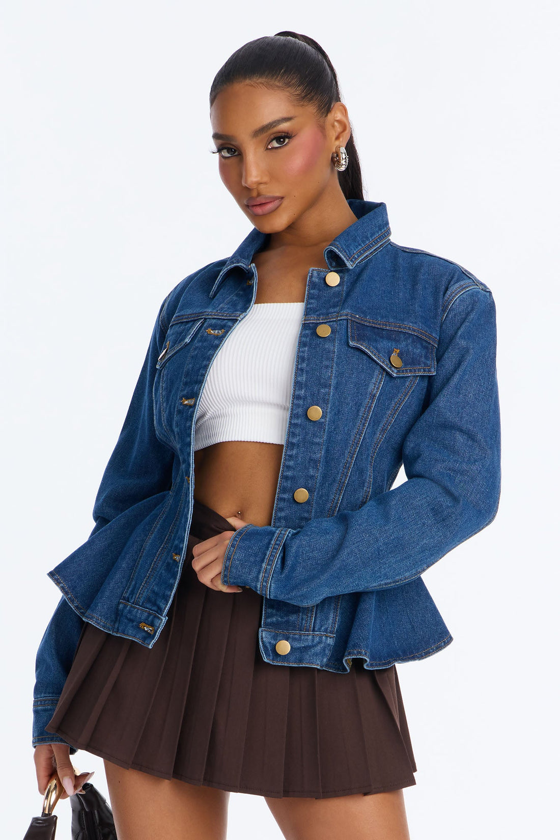 Mayfair Peplum Denim Jacket - Medium Wash