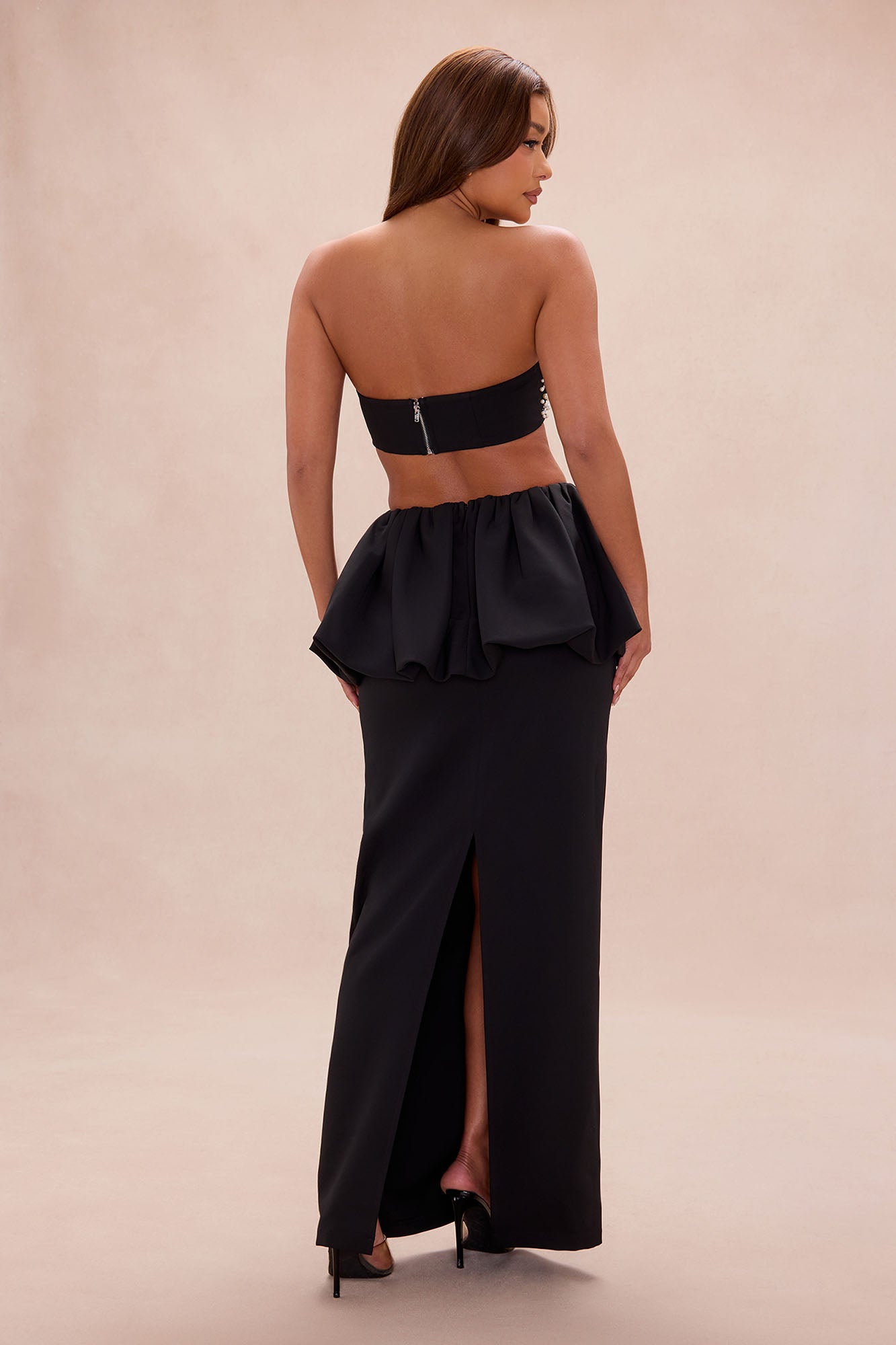 Halle Embellished Crepe Skirt Set - Black
