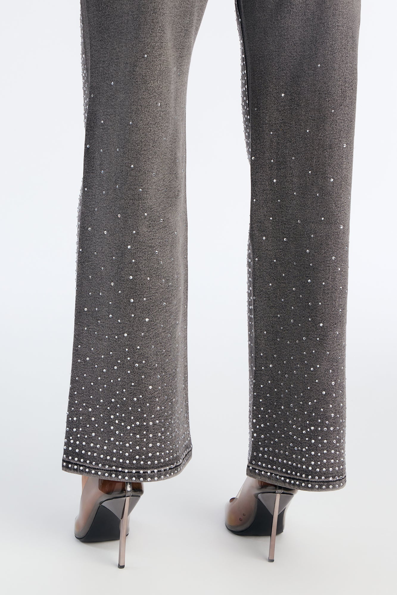 Petite Chasing A Dream Embellished Stretch Straight Leg Jeans - Grey