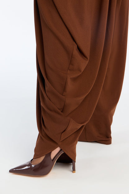 Belina Balloon Leg Off Shoulder Jumpsuit - Brown