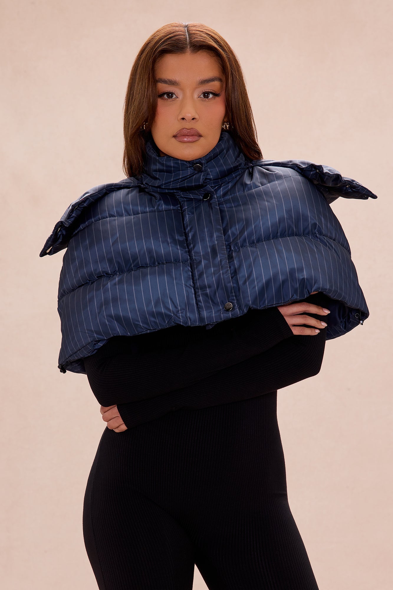 Keeping Warm Puffer Shrug - Navy/combo