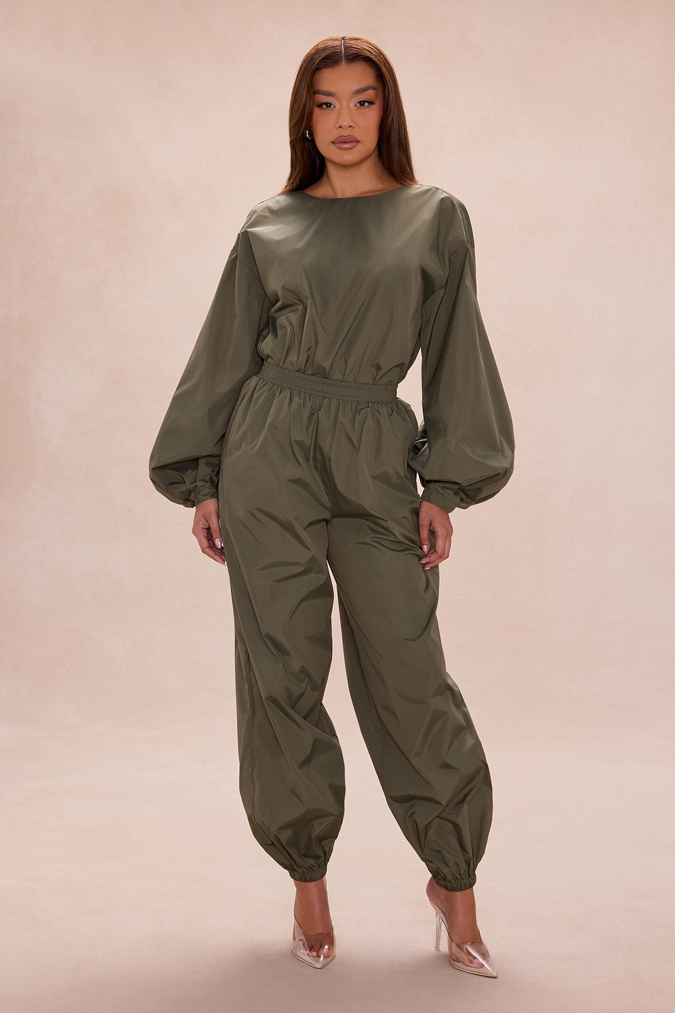 Jalene Balloon Pant Set - Olive