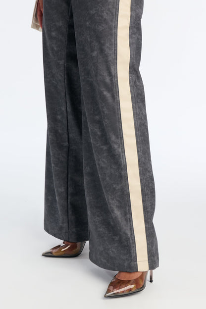 Kelsey Washed Faux Leather Wide Leg Pant - Rinse Blue Wash