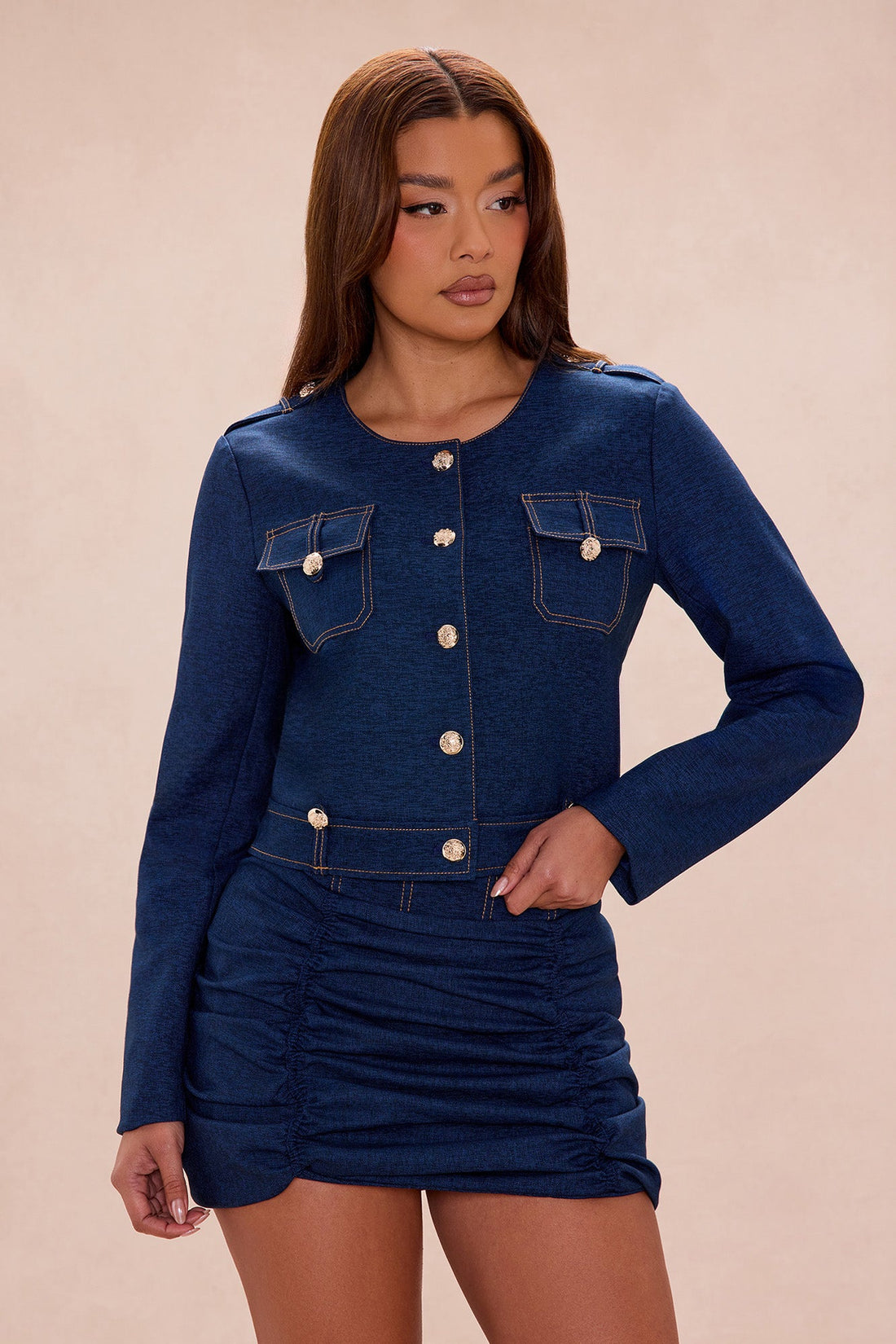 Portia Button Up Jacket - Denim