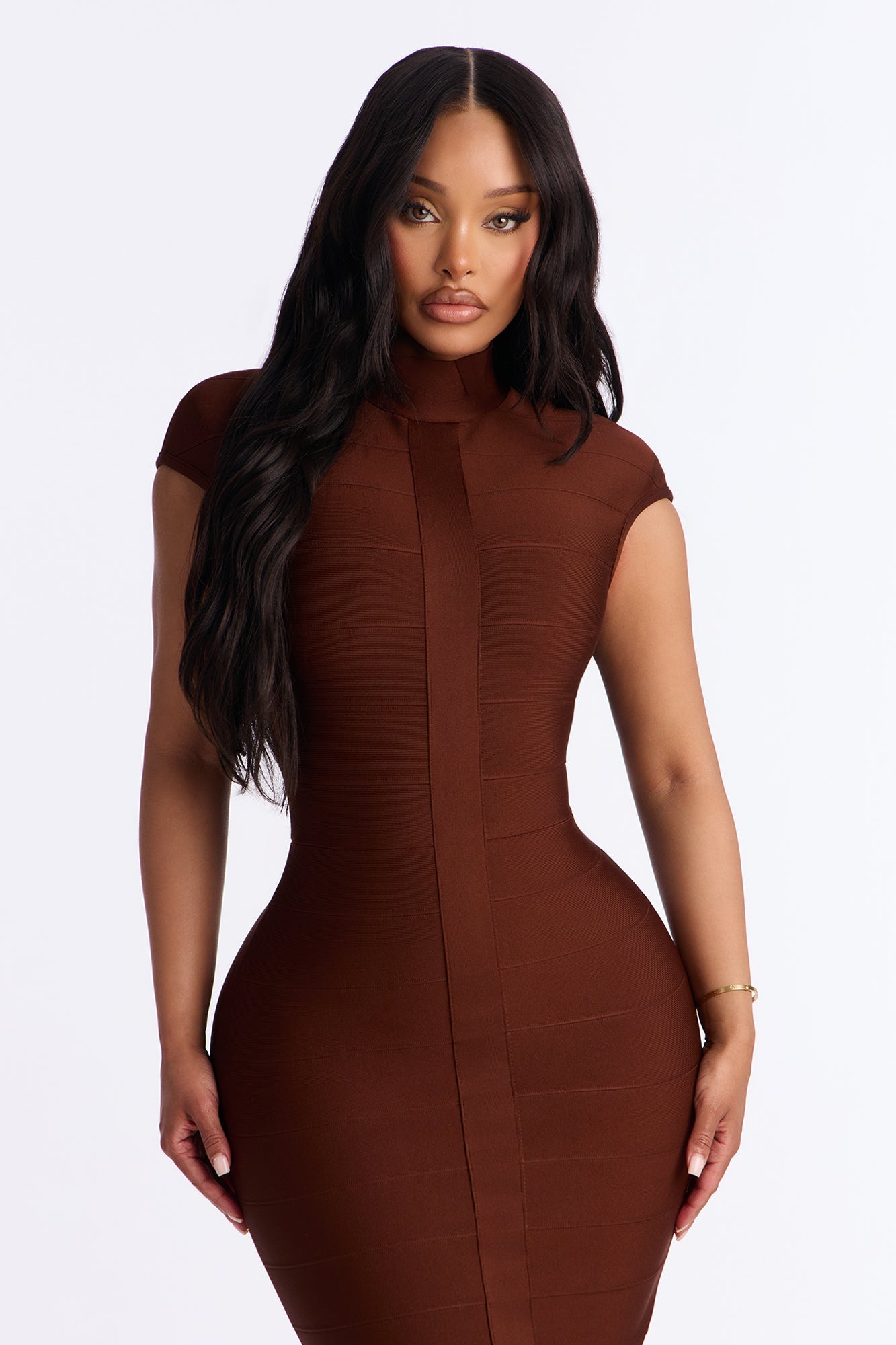 Moxie Cap Sleeve Bandage Maxi Dress - Chocolate