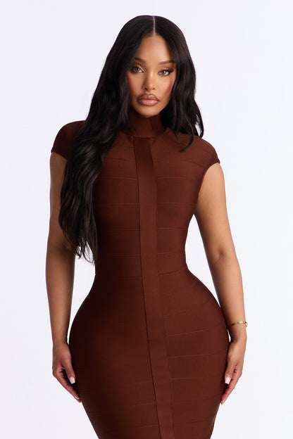 Moxie Cap Sleeve Bandage Maxi Dress - Chocolate