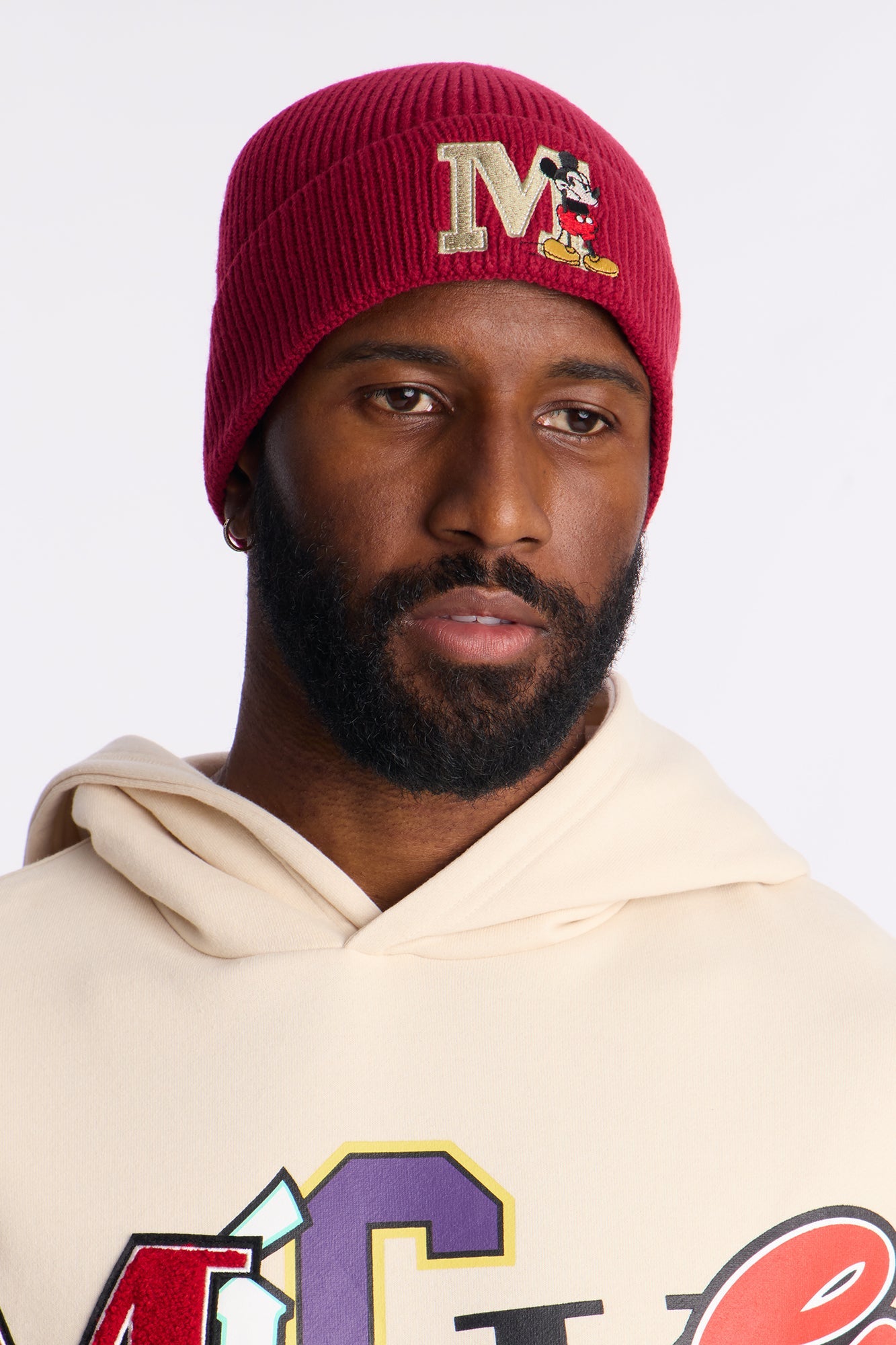 Disney Varsity Mickey Ribbed Cuff Beanie - Burgundy