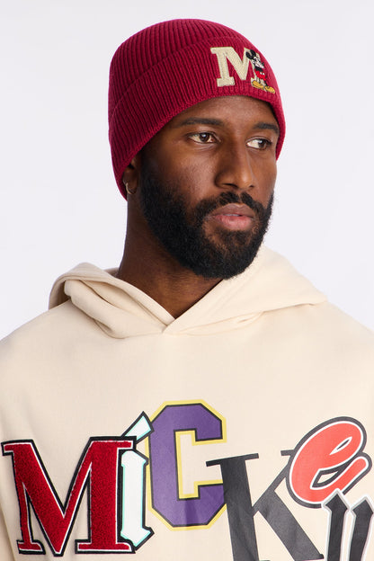 Disney Varsity Mickey Ribbed Cuff Beanie - Burgundy