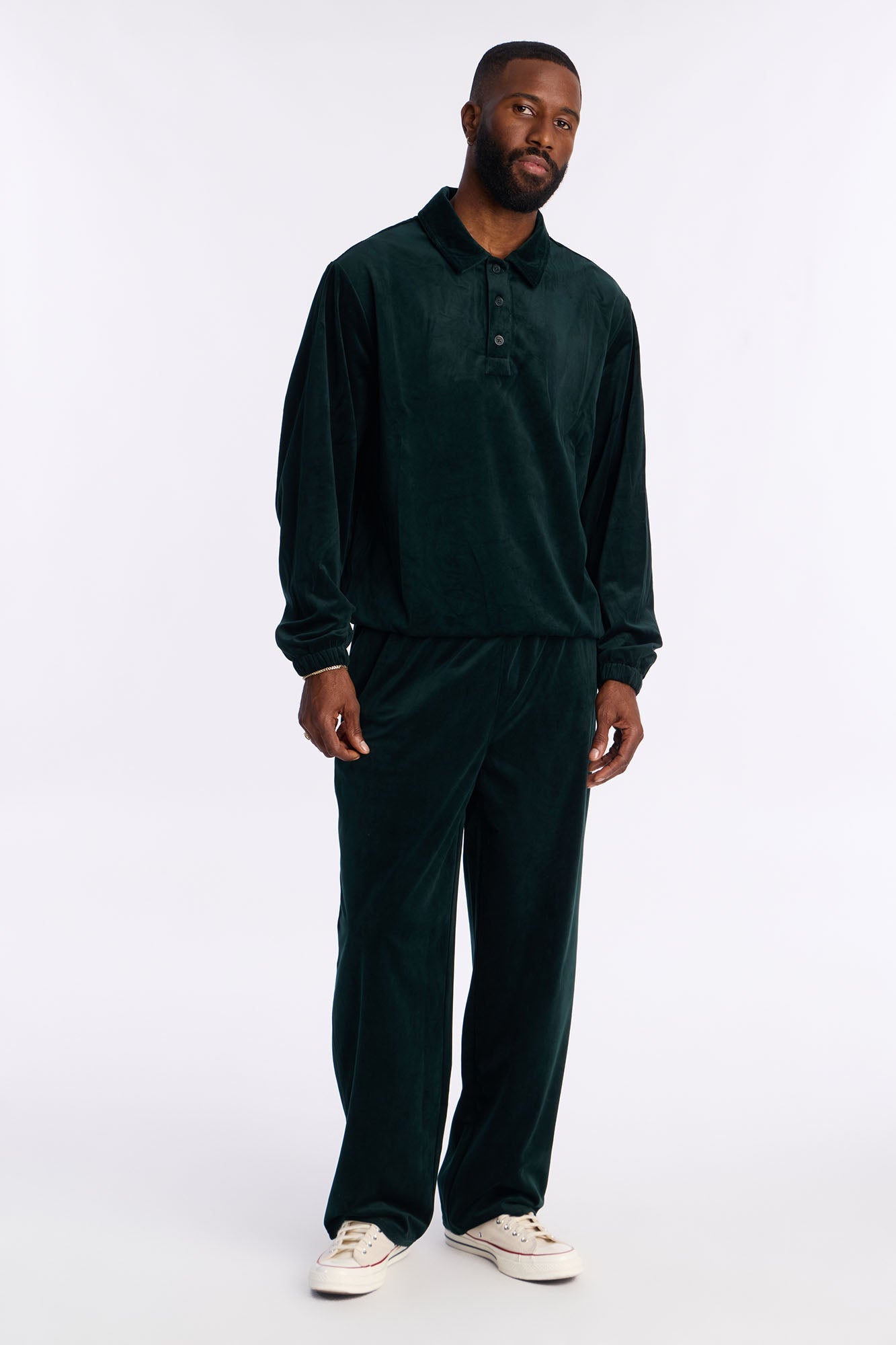 Baggy Velvety Velour Pant - Green