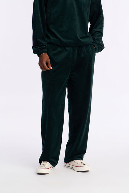 Baggy Velvety Velour Pant - Green