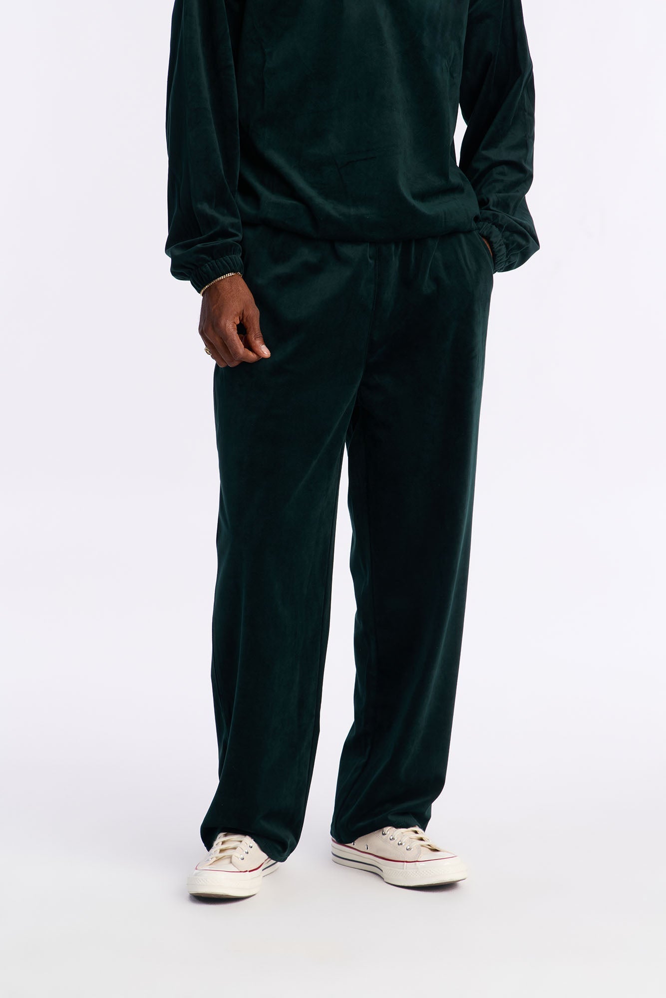 Baggy Velvety Velour Pant - Green