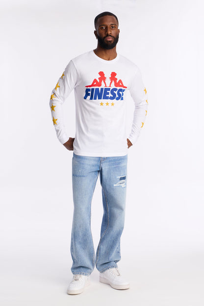 Finesse Star Long Sleeve Tee - White