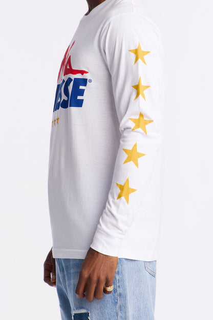 Finesse Star Long Sleeve Tee - White