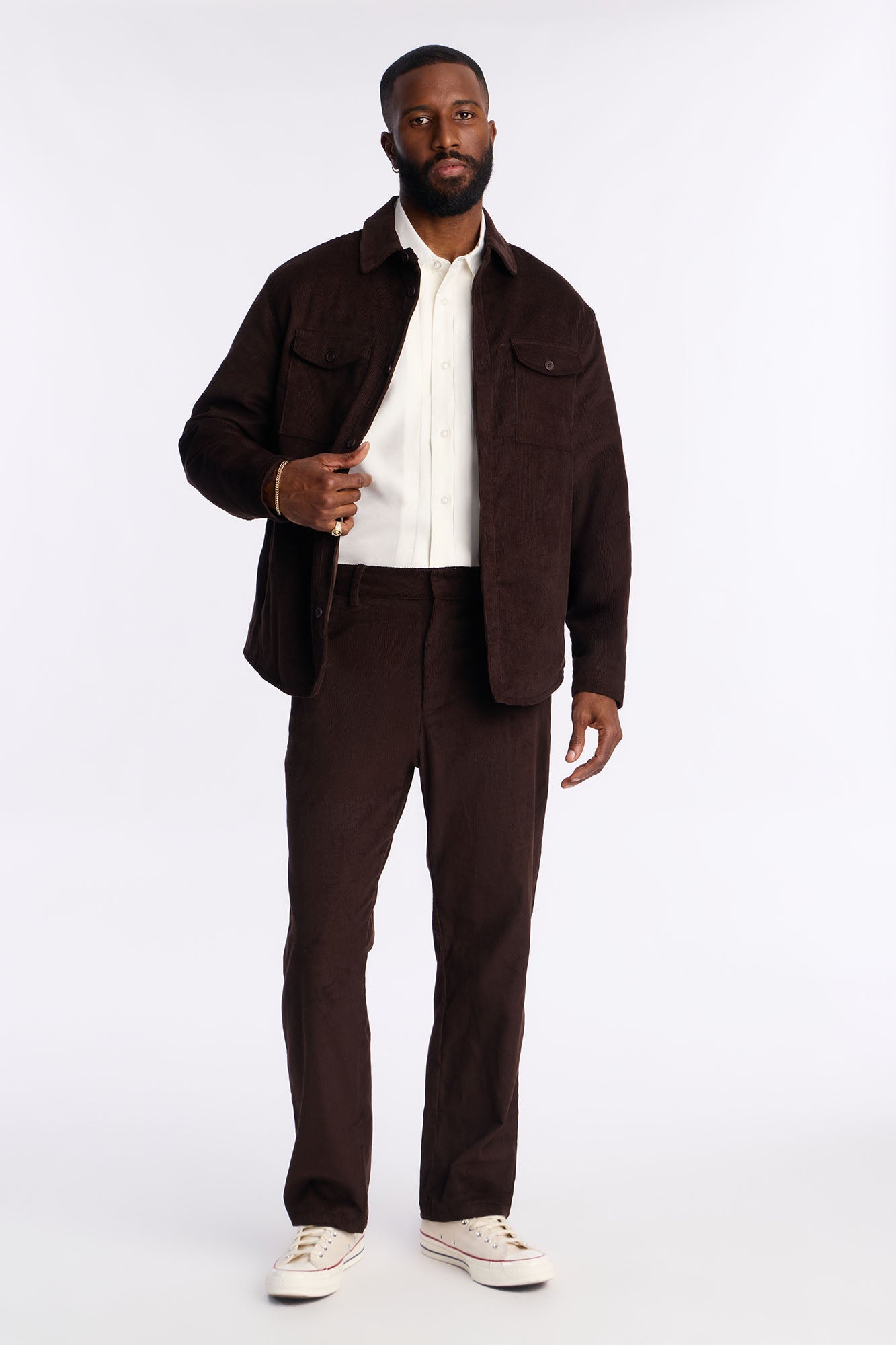 Corduroy Wale Button Up Shirt - Dark Brown