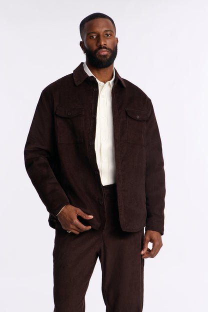Corduroy Wale Button Up Shirt - Dark Brown